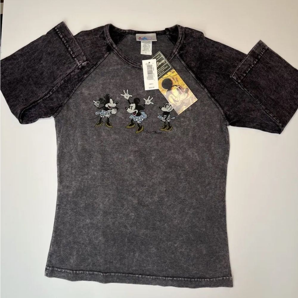 Vtg Disneyland Girls Long Sleeve Acid Wash Shirt Minnie Mouse NWT Size Small